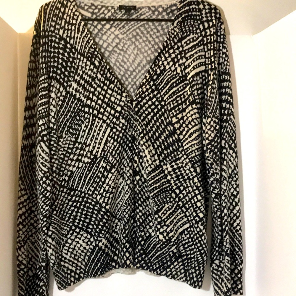 Talbots cardigan size large black white design office siren